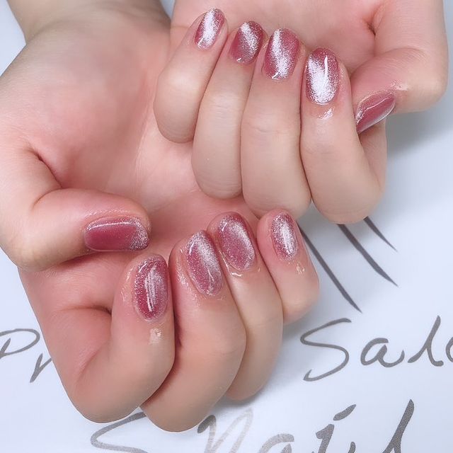デザインジェル　pink magnet gel💗💗 ネイルサロン エスネイル Private Salon S.Nail