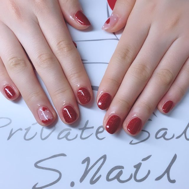 シンプルジェル Valentine nail..🍫♡ ネイルサロン エスネイル Private Salon S.Nail