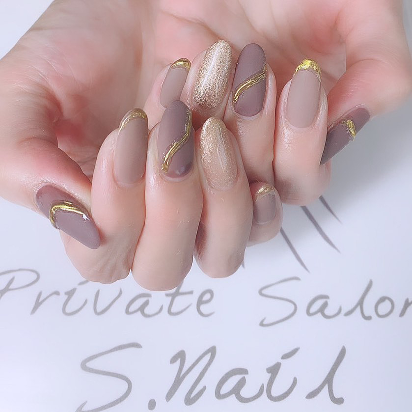 Design gel マットニュアンス🤎✨✨ ネイルサロン エスネイル Private Salon S.Nail