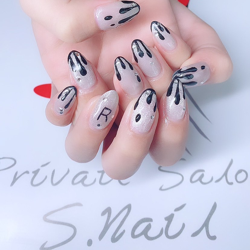 Design gel とろとろnail🫠🖤 ネイルサロン エスネイル Private Salon S.Nail