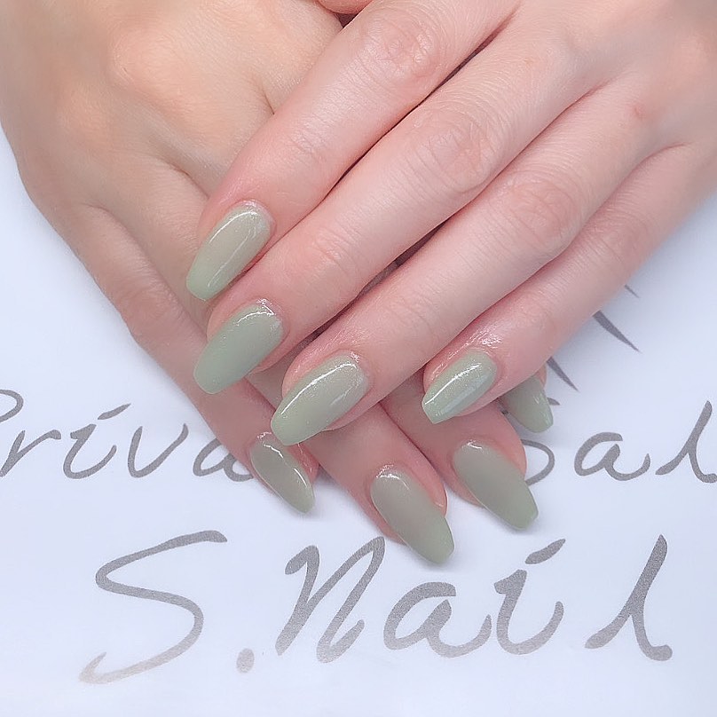 One color mint color..🌿 ネイルサロン エスネイル Private Salon S.Nail