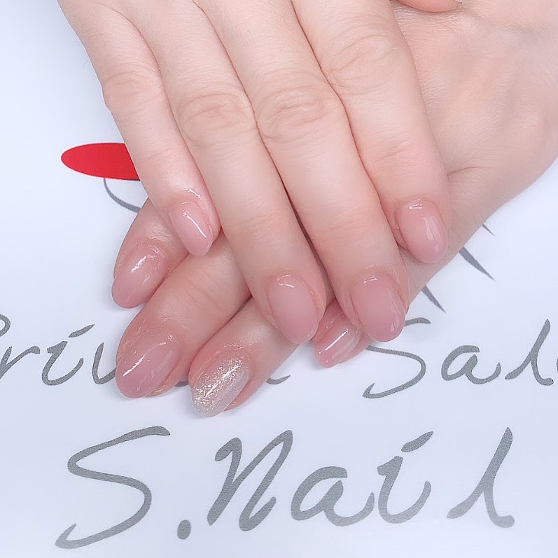 Simple gel ワンポイントにラメ💕✨✨ ネイルサロン エスネイル Private Salon S.Nail