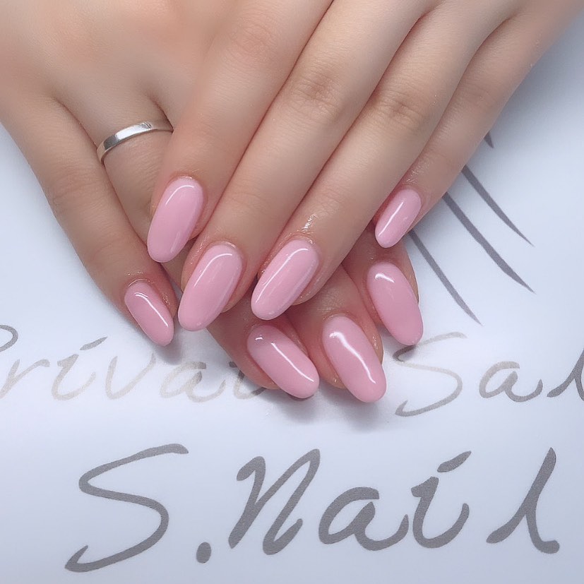One color pink nail..🎀 ネイルサロン エスネイル Private Salon S.Nail