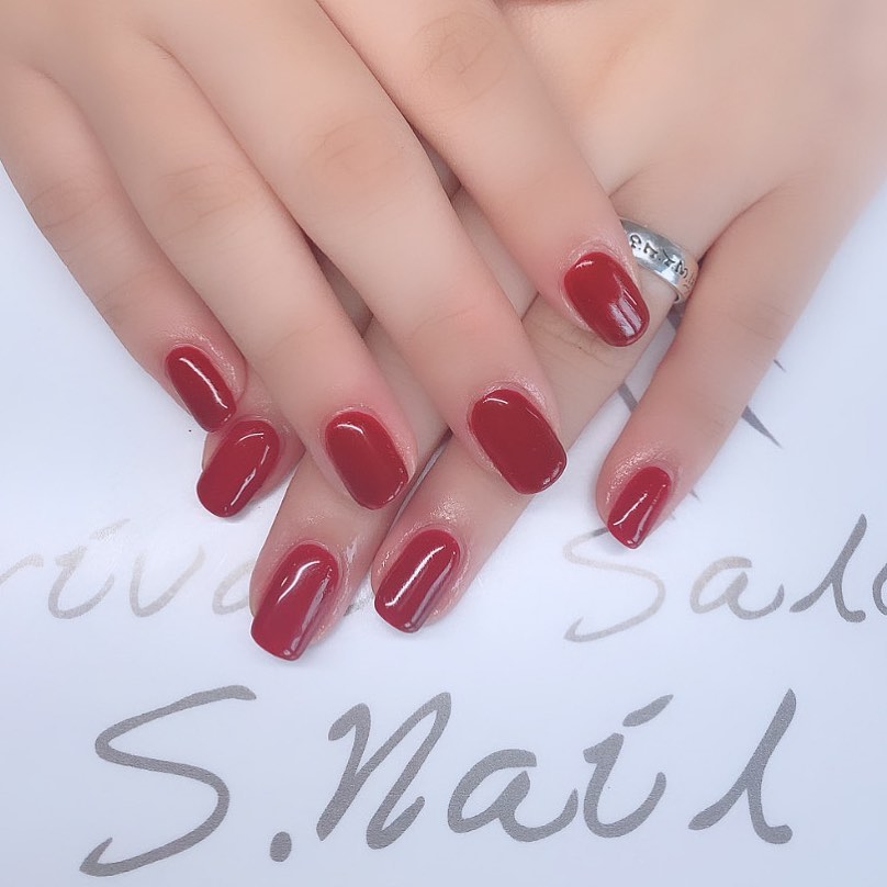 One color 暗めの赤お作りしました♥️⸝⸝ ネイルサロン エスネイル Private Salon S.Nail