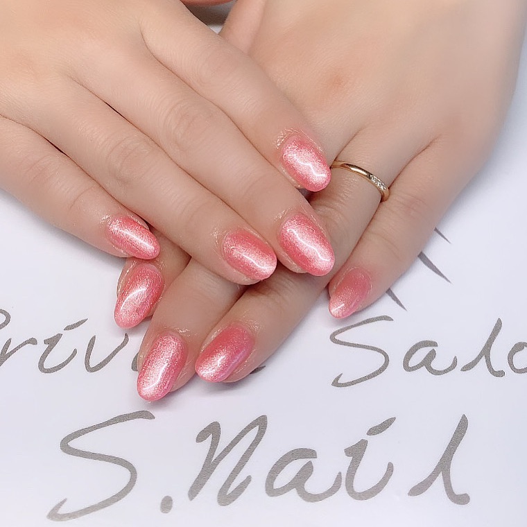 One color パールチェリーピンク🍒✧₊ ネイルサロン エスネイル Private Salon S.Nail