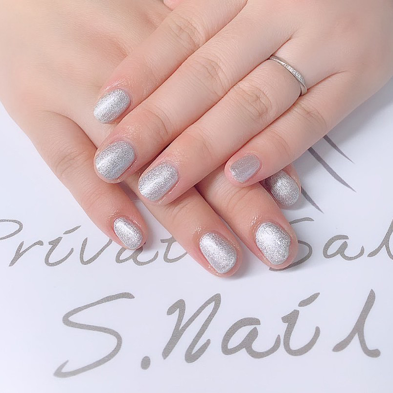 One color 発色が綺麗なシルバー🤍✨ ネイルサロン エスネイル Private Salon S.Nail