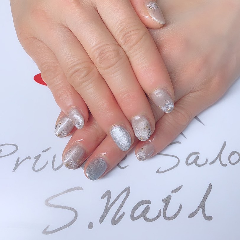 Design gel 雪の結晶❄️🤍 ネイルサロン エスネイル Private Salon S.Nail