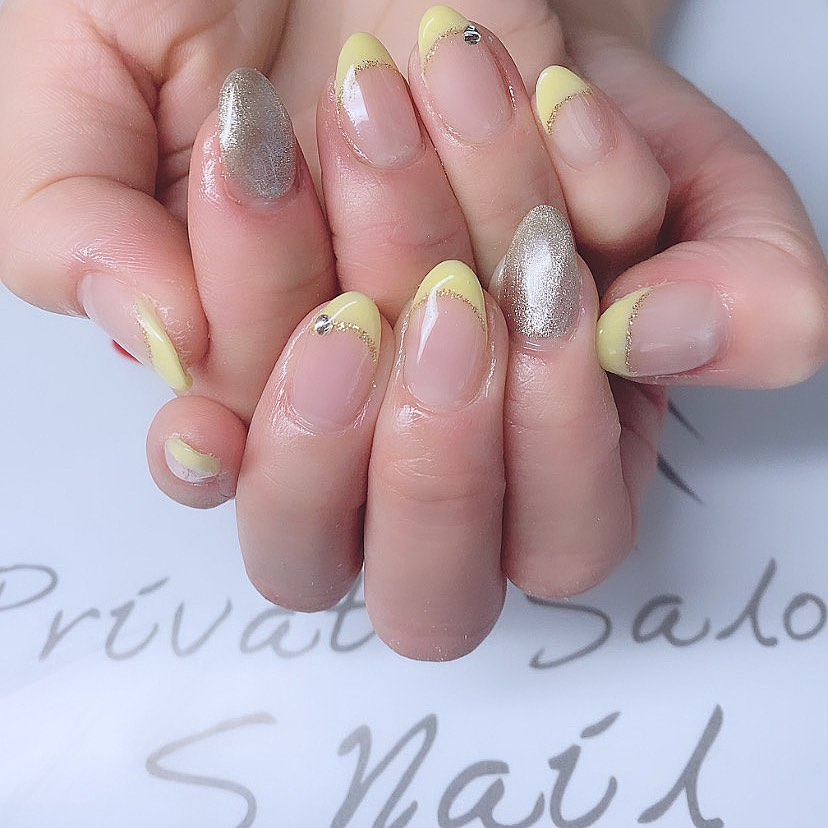 Design gel yellowフレンチ💛✨✨ ネイルサロン エスネイル Private Salon S.Nail