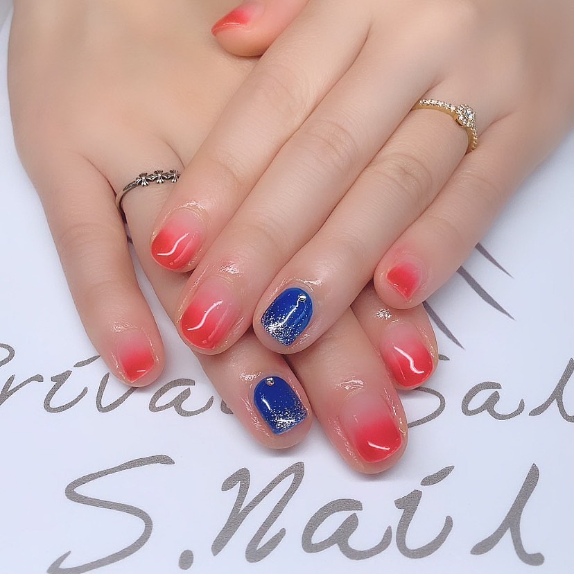 Simple gel アメリカcolor🇺🇸♡ ネイルサロン エスネイル Private Salon S.Nail
