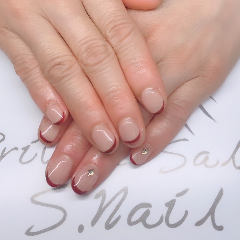 Design gel ボルドーフレンチ🫶♥️ ネイルサロン エスネイル Private Salon S.Nail