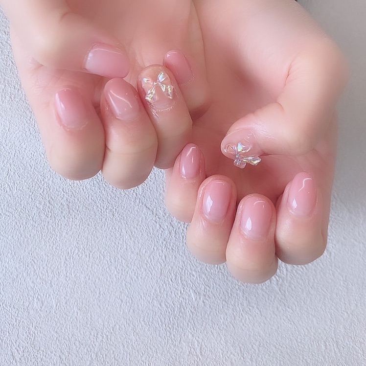 Simple gel クリアオーロラリボン🎀🫧 ネイルサロン エスネイル Private Salon S.Nail