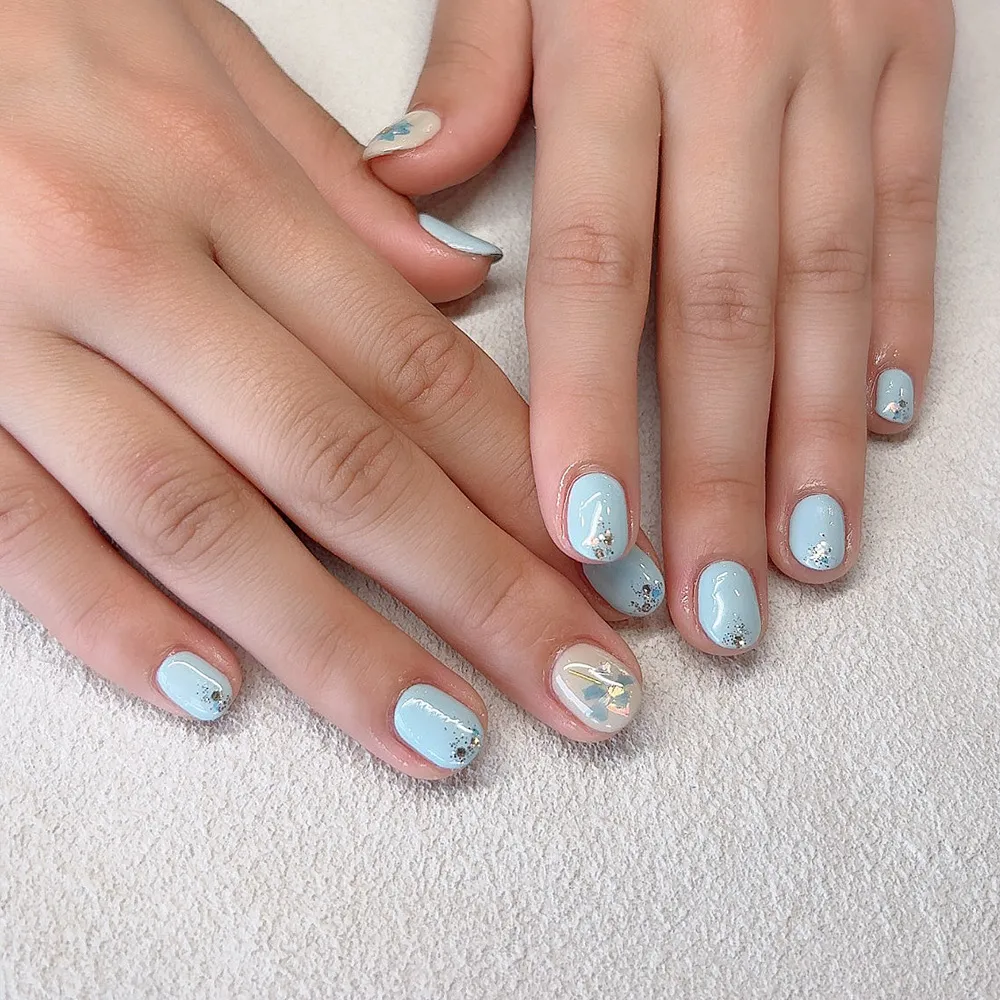 Design gel 色を変えても可愛いシェルFlower🩵⁺.𖧷 ネイルサロン エスネイル Private Salon S.Nail