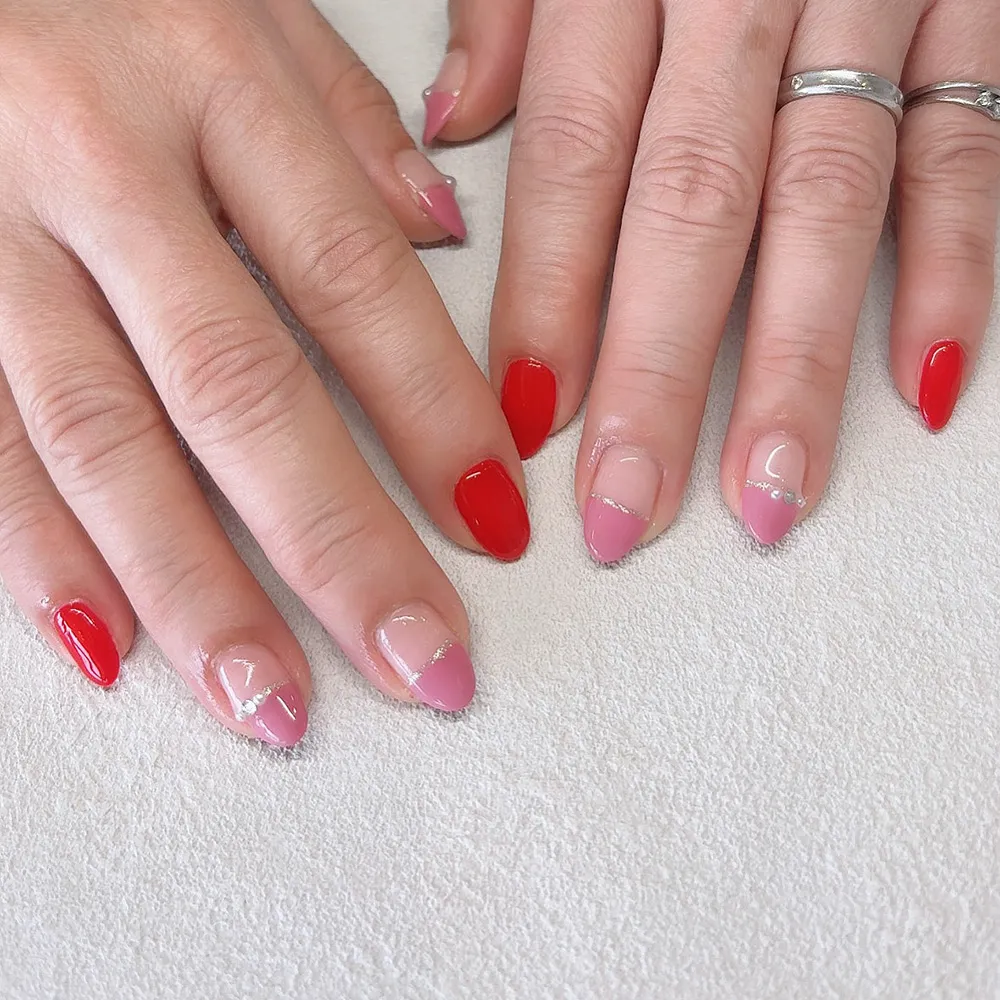 Design gel ストレートフレンチ🌸♥️ ネイルサロン エスネイル Private Salon S.Nail