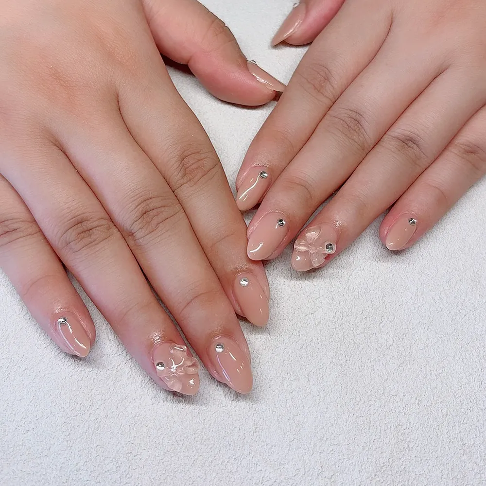 Design gel クリアリボンベージュ🎀. ネイルサロン エスネイル Private Salon S.Nail