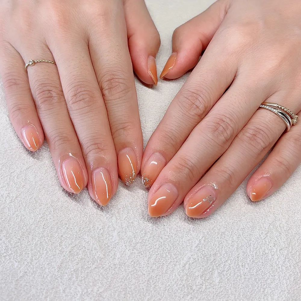 Design gel 推しのイニシャル入りオレンジカラー🧡ෆ,,, ネイルサロン エスネイル Private Salon S.Nail