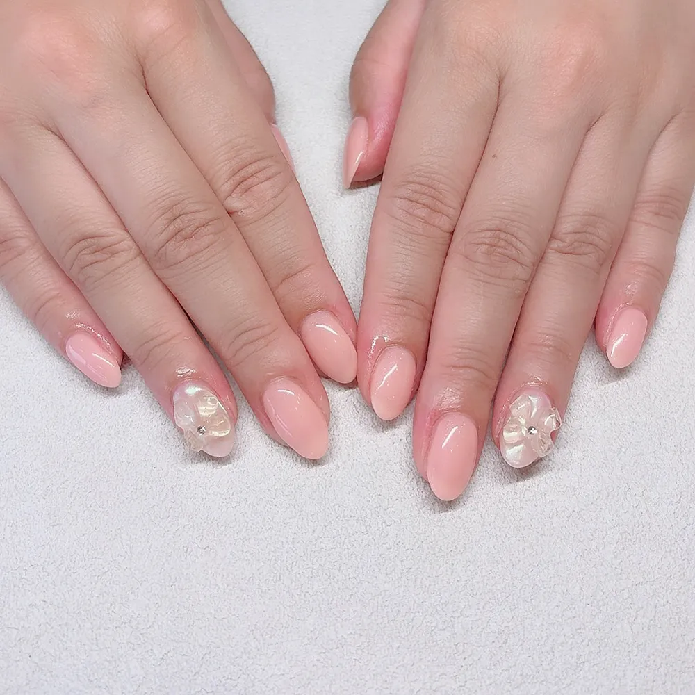 Simple gel リボンパーツ🍑୨୧ ネイルサロン エスネイル Private Salon S.Nail