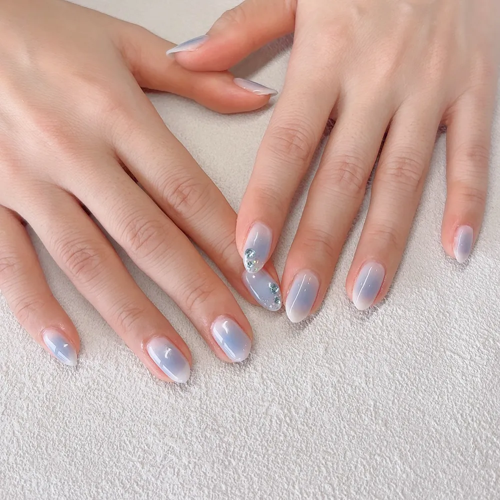 Design gel アイスブルーのチークnail🧊🫧 ネイルサロン エスネイル Private Salon S.Nail