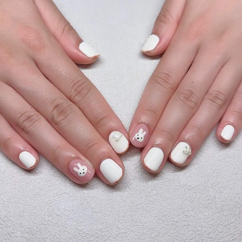 Design gel ミッフィー風アート🐰🤍 ネイルサロン エスネイル Private Salon S.Nail