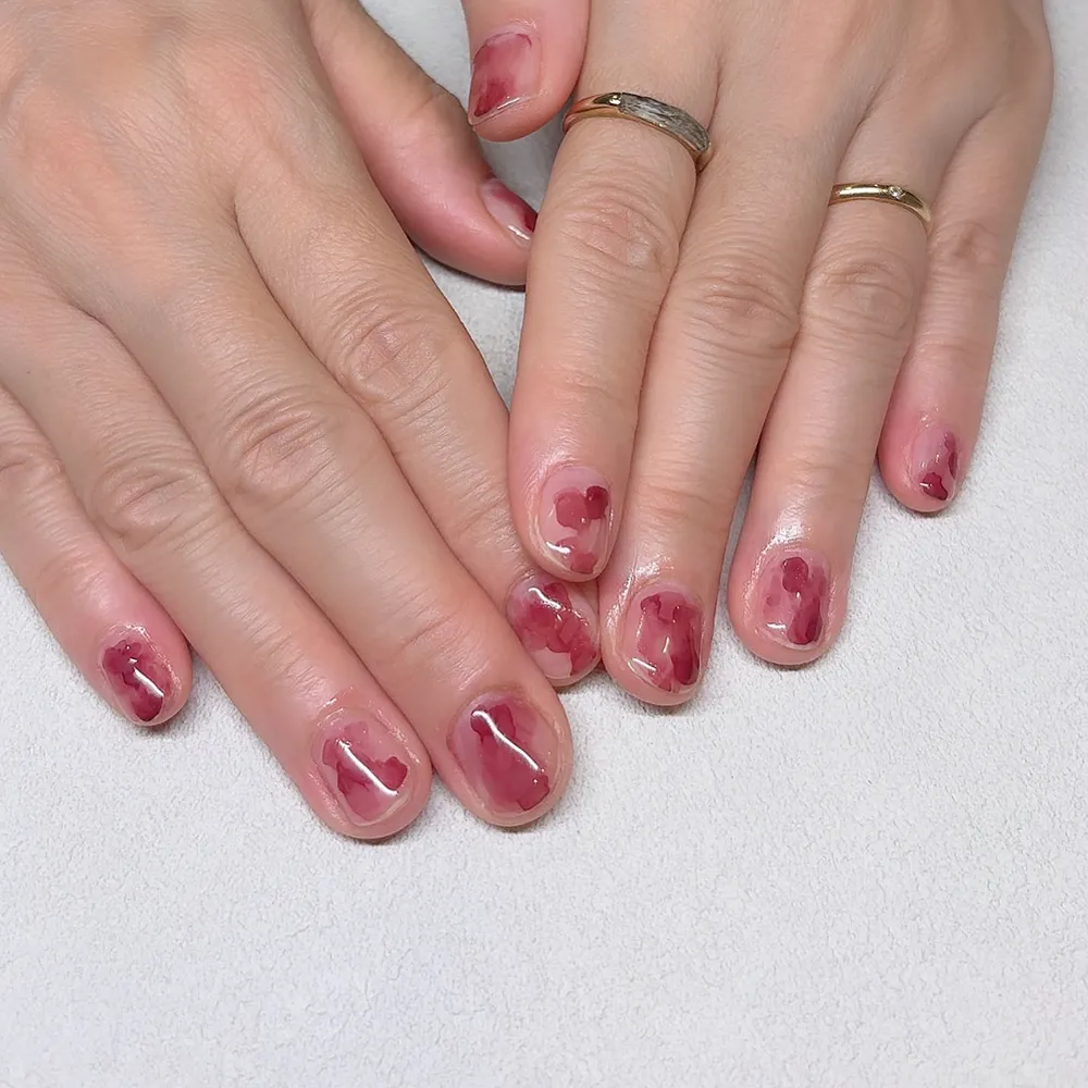 Design gel インクネイルのデザインアート〰️🍷 ネイルサロン エスネイル Private Salon S.Nail